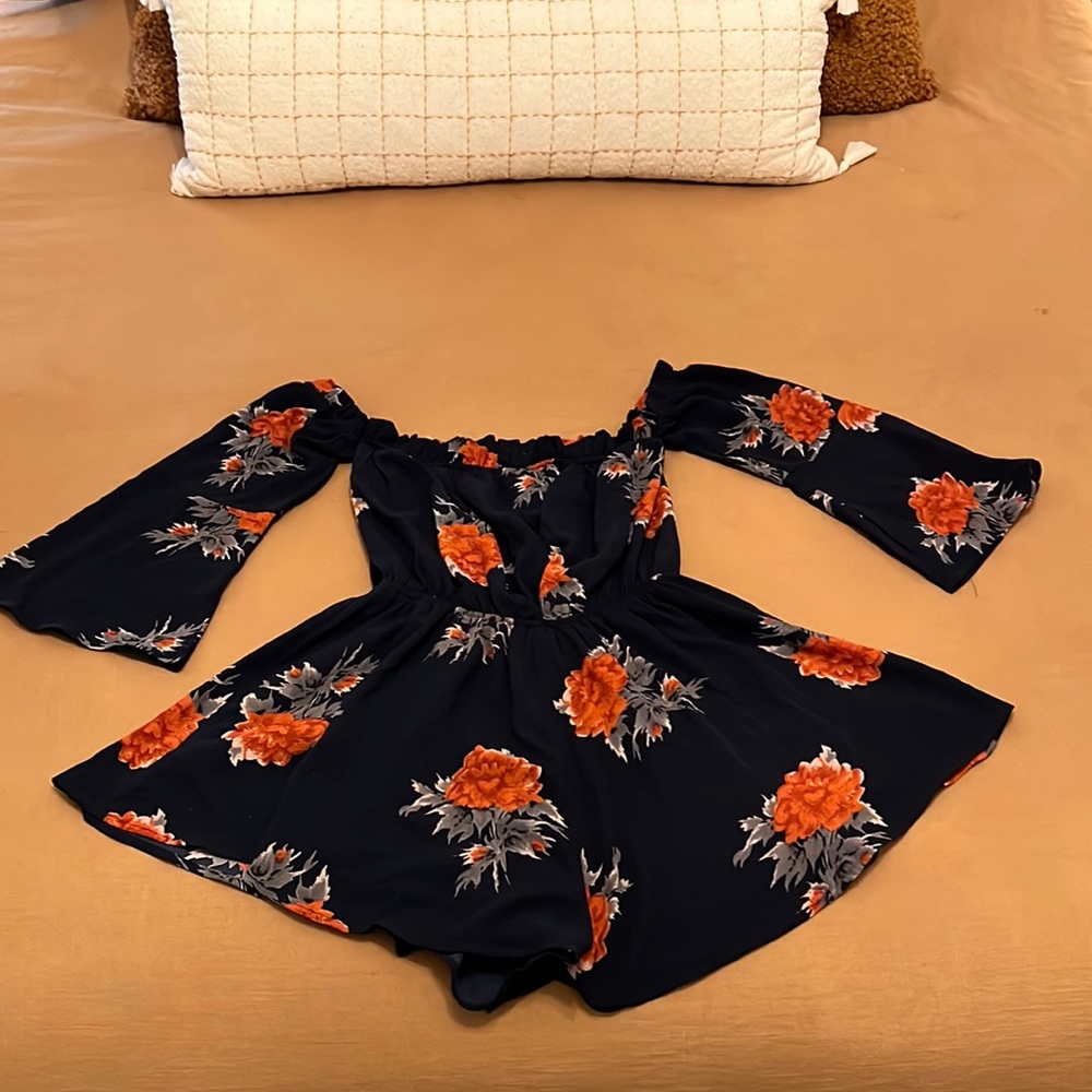 Navy printed romper